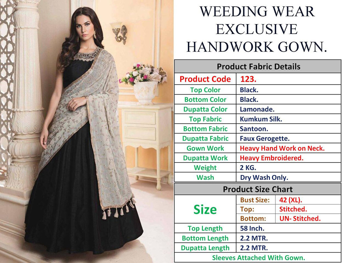 Black Peach Silk Georgette Embroidery Dupatta Gown Black Peach Silk Georgette Embroidery Dupatta Gown